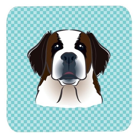 3.5 X 3.5 In. Checkerboard Blue Saint Bernard Foam Coasters- Set Of 4